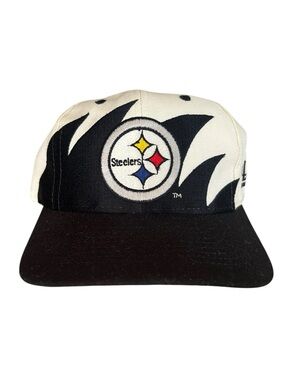 Logo Athletic Black and White Steelers Flame Cap